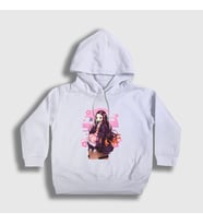 Presmono Unisex Çocuk Beyaz Nezuko Kamado Anime Demon Slayer Kimetsu No Yaiba Kapüşonlu Sweatshirt 308108tt