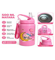Alüminyum Matara 500 ML Çocuk Su Matarası Pipetli Sızdırmaz Dayanıklı Taşıma İpli