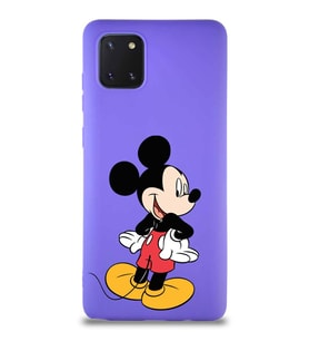 Samsung Galaxy Note 10 Lite Soft Premier Kapak Mickey Mouse-D Tasarımlı Silikon Kılıf - Mor (Şeffaf)