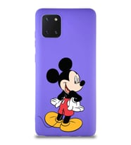 Samsung Galaxy Note 10 Lite Soft Premier Kapak Mickey Mouse-D Tasarımlı Silikon Kılıf - Mor (Şeffaf)