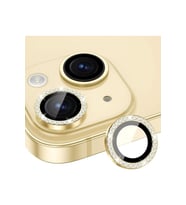 İphone 15 ve 15 Plus Sarı (Light Yellow) Uyumlu Taşlı Kamera Lens Koruyucu Cam