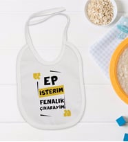 BK Kids Ep İsterim Tasarımlı Beyaz Bebek Mama Önlüğü-1