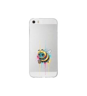 iPhone 5 SE ile uyumlu Splash arı tasarımlı şeffaf silikon kılıf