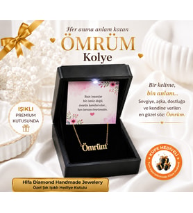 Ömrüm Yazılı Kolye 925 Ayar Gümüş Kaplama veya 18 Ayar Altın Kaplama Işıklı Premium Hediye Kutulu Kadın Kolye Anlamlı Hediye