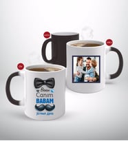 BK Gift Kişiye Özel Babalar Günü Hediyesi Fotoğraflı Sihirli Kupa Bardak-105 (Beyaz)