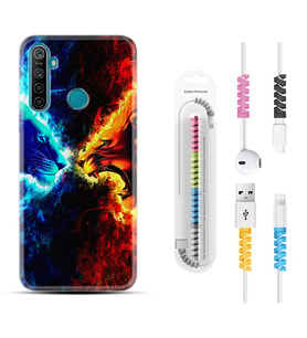 Realme 5i 5 Pro 6i 7 Pro 8 Kılıf Kablo Koruma Spiral Silikon Red Blue Leon 1714
