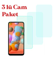 Samsung Galaxy A11 / M11 / A60 Uyumlu Temperli Kırılmaz Cam Ekran Koruyucu 3 lü Set
