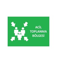 iş güvenliği uyarı panosu acil toplanma alanı uyarı panosu pvc kaplama (21x29.7 cm) a4 boyutu (Çok Renkli)