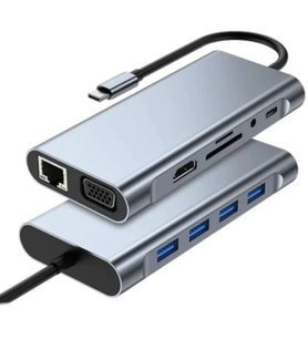 8in1 Type-C Çoklayıcı Hub HDMI 4K USB 3.0 SD TF Kart RJ45 Ethernet Dönüştürücü Adaptör (5680)