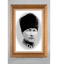 EV İŞYERİ OFİS İÇİN ALTIN ÇERÇEVELİ PASPARTULU ATATÜRK TABLO S412