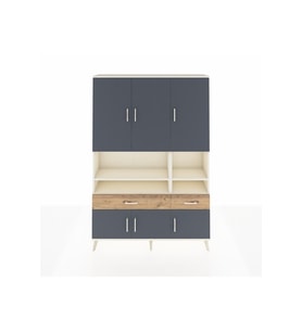 Arges Dolap 8 Raflı 2 Çekmeceli 6 Kapaklı 132x30x195 Aytaşı-Antrasit/Çam