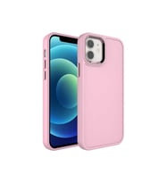 Apple iPhone 11 Uyumlu Kılıf Metal Çerçeve ve Buton Tasarımlı Sert Zore Botox Kapak (Açık Pembe)