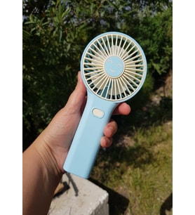 Mini Fan USB Şarjlı Sessiz El Vantilatör Telefon Standlı 3 Kademe Mavi