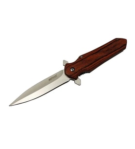 Mtech 4-11 Kahverengi Kamp Çakı 21cm- Yarı Otomatik, Kemerlikli, Ahşap Sap