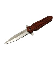 Mtech 4-11 Kahverengi Kamp Çakı 21cm- Yarı Otomatik, Kemerlikli, Ahşap Sap