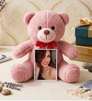 Kişiye Özel Fotoğraflı Pembe Peluş Ayıcık