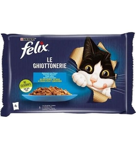 Felix Multipack Somonlu ve Ton Balıklı Yetişkin Kedi Yaş Maması 4x85 Gr (Kahverengi)