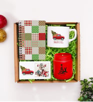 Yılbaşı Hediye Seti & Ahşap Defter, Kişiye Özel Fotoğraf Çerçevesi, Fincan, Mum