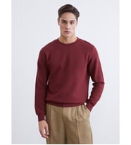 LCWAIKIKI Classic Bordo Bisiklet Yaka Dokulu Erkek Sweatshirt