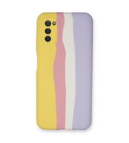 Galaxy A03S Kılıf Ebruli Lansman Silikon - Sarı-Mavi