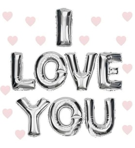I Love You Folyo Balon Gümüş Renk 35 CM