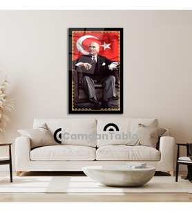 Atatürk ve Bayrak Cam Tablo