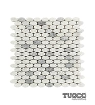 TUQCO Doğaltaş Ellipse Muğla B. - Gümüş Eskitme Mermer Mozaik