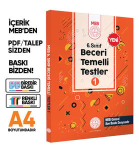 6.Sınıf MEB Beceri Temelli Testler 1. Kitap Örnek Soru Bankası (Renkli Baskı) BASKI ÜCRETİ
