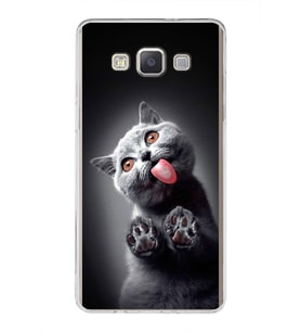PrintiFy Samsung Galaxy A5 2015 ile Uyumlu 1mm Slim Fit Kedi 2 050c Baskılı Şeffaf  Kılıf