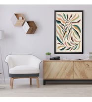 Tekli Ahşap Lamine Çerçeveli Mdf Tablo Pastel Renkli Yapraklar (Siyah)