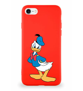 Apple iPhone SE 2022 Soft Premier Kapak Donald Duck-D Tasarımlı Silikon Kılıf - Kırmızı (Şeffaf)