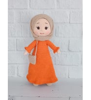 Turuncu Elbiseli Ravza Bebek Amigurumi Organik Oyuncak