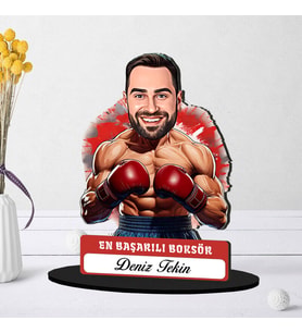 Kişiye Özel Erkek Boksöre Hediye Karikatürlü Biblo