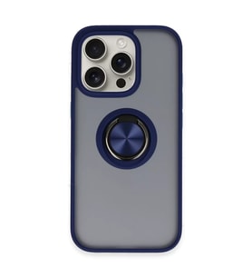 İphone 16 Pro Max Kılıf Montreal Yüzüklü Silikon Kapak - Lacivert