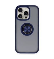 İphone 16 Pro Max Kılıf Montreal Yüzüklü Silikon Kapak - Lacivert