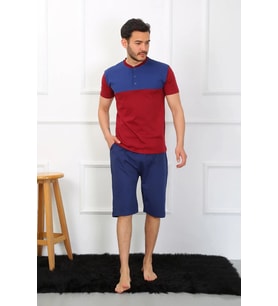 Erkek Penye 3'lü Parlamentmavi Parçalı Pijama Takımı