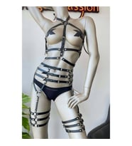 Fantazi Deri İç Giyim Jartiyer Harness (Siyah)