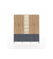 Arges Dolap 9 Raflı 10 Çekmeceli 2 Askılı 220x30x243 Aytaşı-Çam/Antrasit
