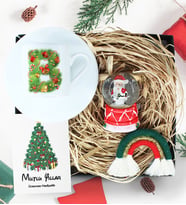 Kişiye Özel Çam Fincan & Mini Işıklı Kar Küresi & Yılbaşı Magnet