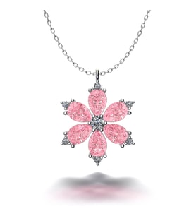 925 Ayar Gümüş Kardelen Kolye Pembe Taşlı