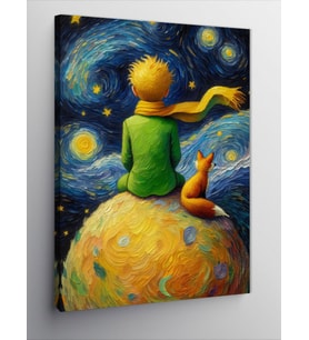 Kanvas Tablo Uzaydaki Çocuk Ve Tilki Van Gogh Tarzi