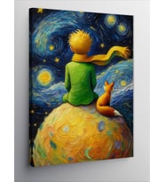 Kanvas Tablo Uzaydaki Çocuk Ve Tilki Van Gogh Tarzi
