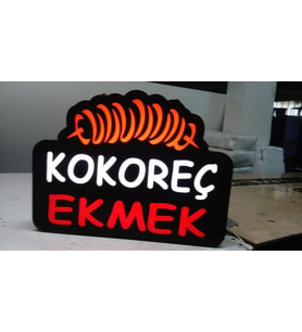 Kokoreç Ekmek Yazılı Tabela 3D Led Neon Etkili Işıklı Tabela 30X45 CM Tek Taraflı