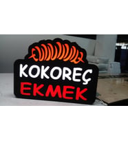 Kokoreç Ekmek Yazılı Tabela 3D Led Neon Etkili Işıklı Tabela 30X45 CM Tek Taraflı