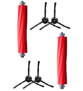 Roborock QRevo MaxV Uyumlu 2 Adet Ana Fırça 4 Adet Siyah Yan Fırça