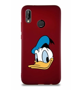 Huawei P20 Lite Soft Premier Kapak Donald Duck-B Tasarımlı Silikon Kılıf - Mürdüm (Şeffaf)