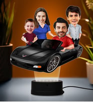 Doğum Günü Hediyesi,Sevgiliye Hediye, Kişiye Özel Fotoğraflı Mutlu Aile Tablosu Karikatür 3D Led Lamba (Beyaz)