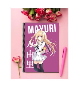 Mayuri Anime Defter 1 Adet Özel Tasarım A4 Boyutu Telli Kareli Defter 21*29 Cm