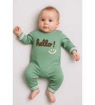 Hello Nakışlı % 100 Pamuk Erkek Bebek Tulum