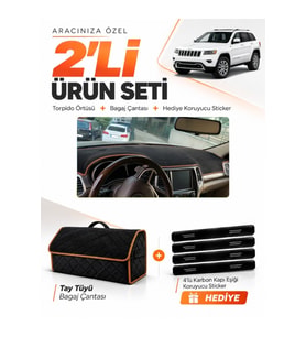 e-biz JEEP GRAND CHEROKEE (2014-2020) Uyumlu Torpido + Tay Tüyü Çanta - Siyah-Kahverengi - JE002